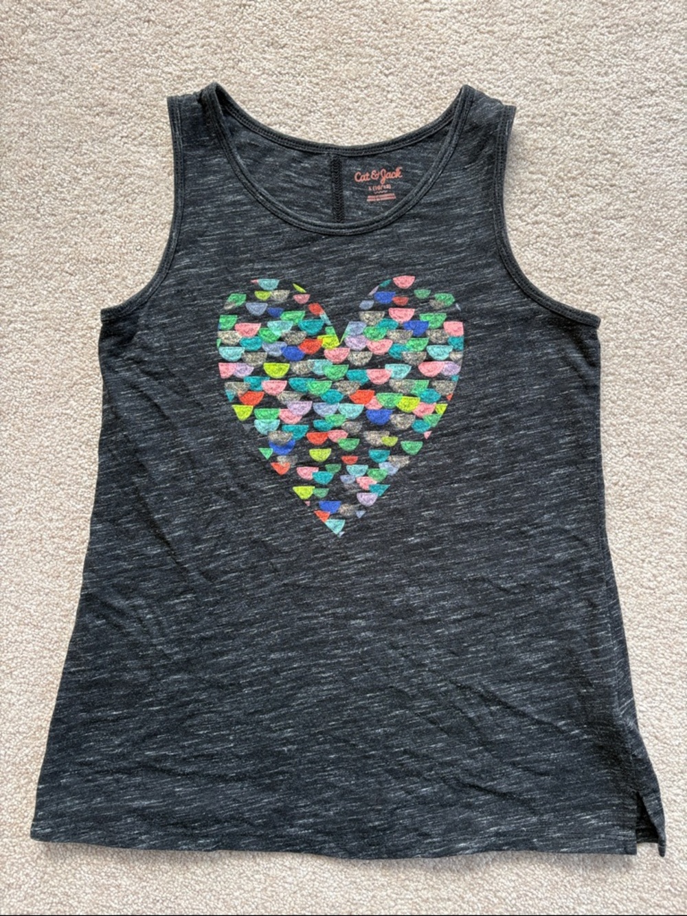 Cat & Jack Black Tank Top with Multicolor Heart Mosaic